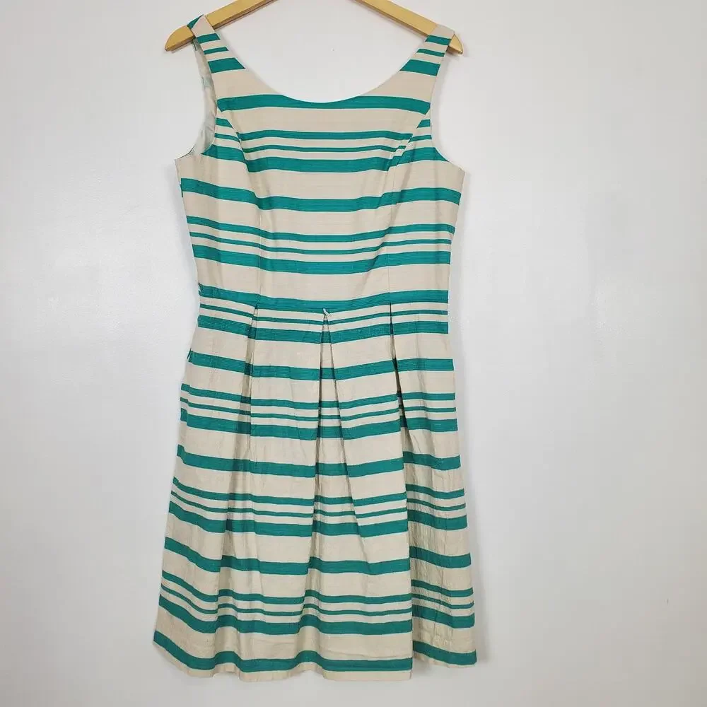 J Howard striped pleated sleeveless dress size 14 - Picture 1 of 4